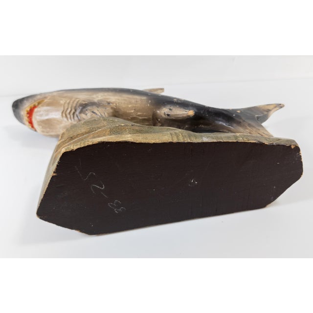 Mid-Century Nautical Folk Art Carving of a Shark For Sale - Image 9 of 10