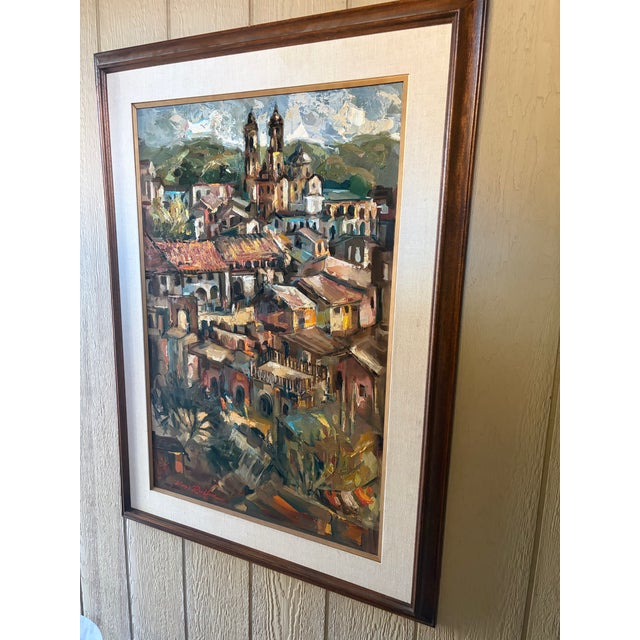 Large Mid-Century Impressionist "Colonial Cityscape" Oil Painting by Don Ruffin For Sale - Image 4 of 10