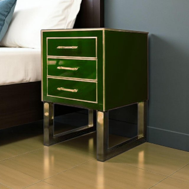 Handmade Bedside Tables in Glass and Brass from Justfurnituress SRL, Set of 2 For Sale - Image 6 of 10