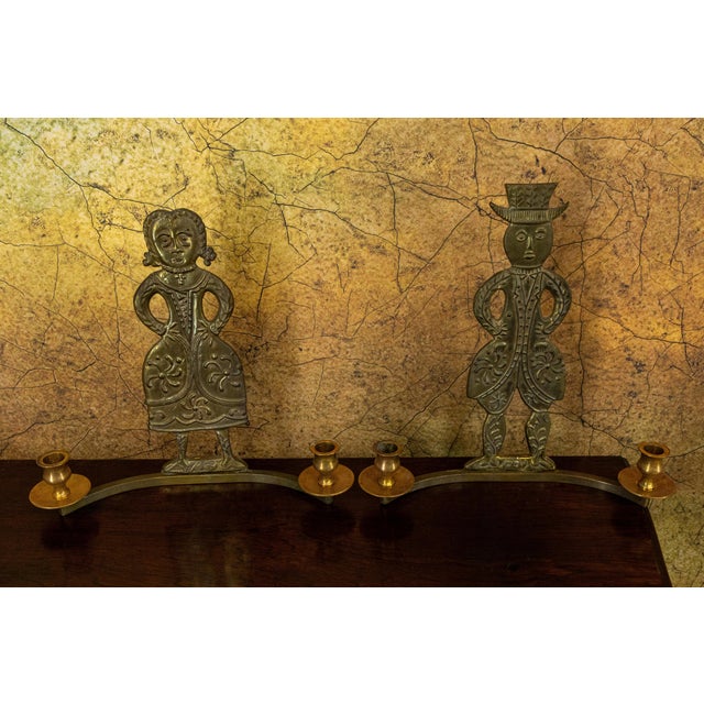 Scandinavian Brass Figural Wall Candleholders, 1970s, Set of 2 For Sale - Image 3 of 18