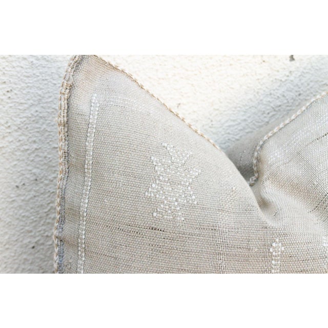 Linen Chevron Cactus Silk Moroccan Pillow For Sale - Image 4 of 8