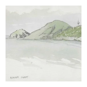 1950s Ivy Attwell Greek Island of Ithaca Watercolor