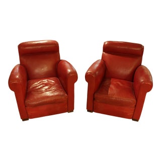 1920s Vintage Art Deco Club Chairs- A Pair For Sale