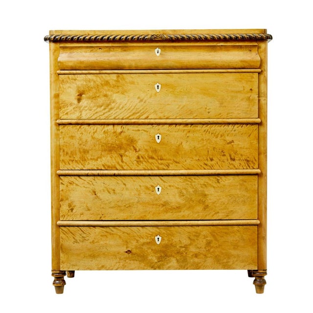 Swedish Carved Birch Chest of Drawers, 1870s For Sale - Image 6 of 10
