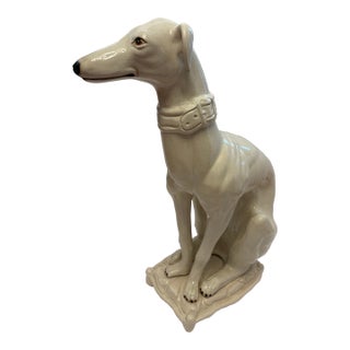 Vintage Italian Ceramic Greyhound Sculpture For Sale
