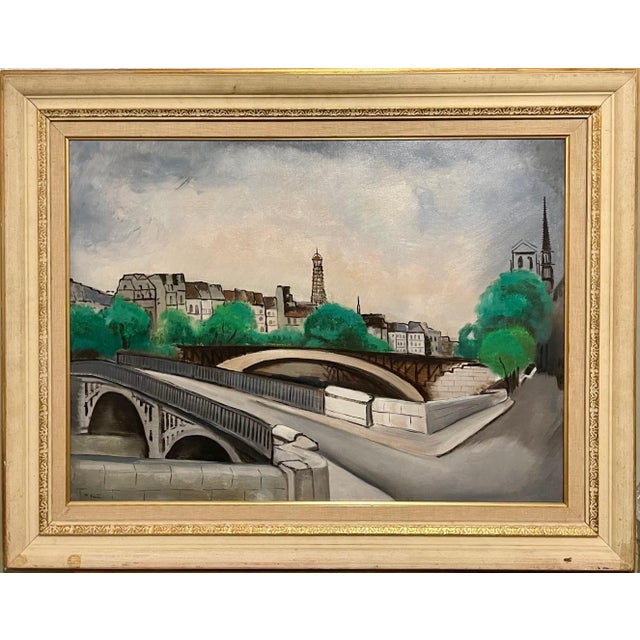 Morris Kantor, 1927 Oil Painting Eiffel Tower Paris American Modernist Wpa Artist Morris Kantor, 1927 For Sale