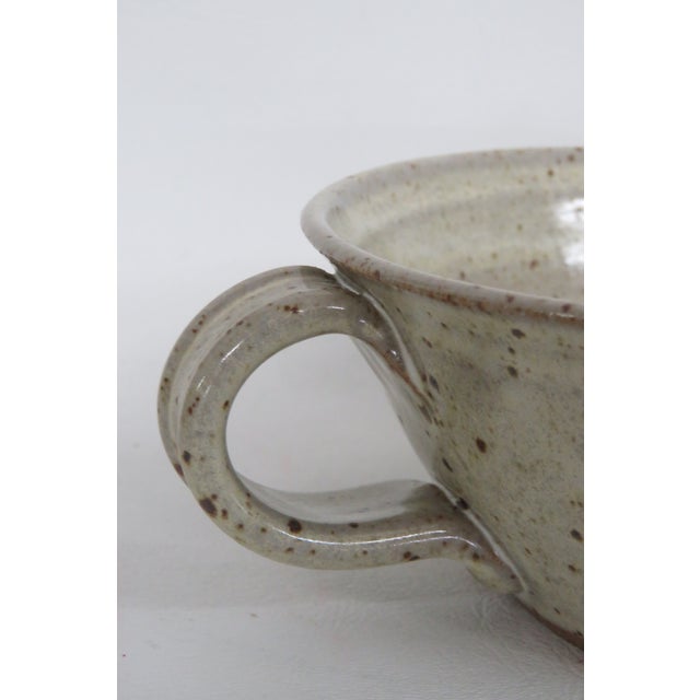 Ceramic Pulick Mid Century Modern Stoneware Clay Bowl With Handle 4641b For Sale - Image 7 of 14