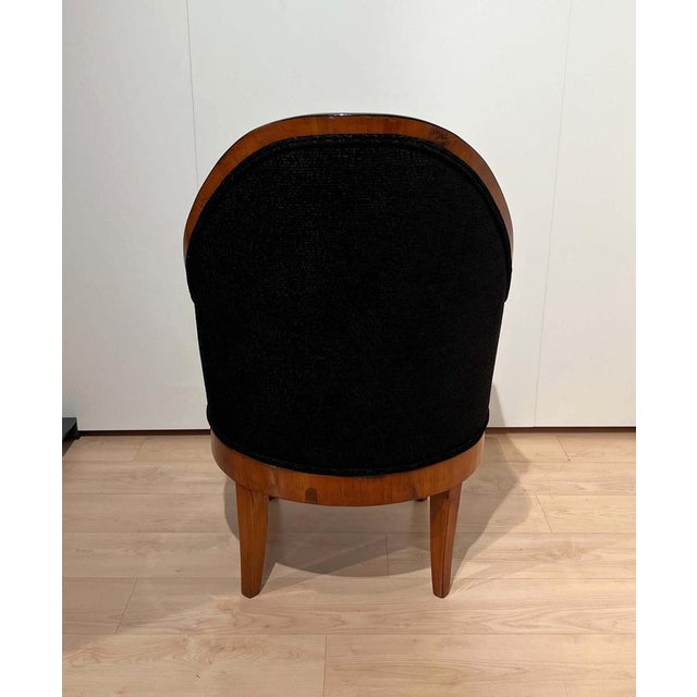 Wood Biedermeier Revolving Armchair in Cherry Veneer & Black Velvet, South Germany, 1820s For Sale - Image 7 of 18