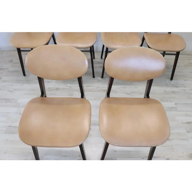 Dining Chairs in Beech Wood and Faux Leather, 1960s, Set of 6 For Sale - Image 10 of 13