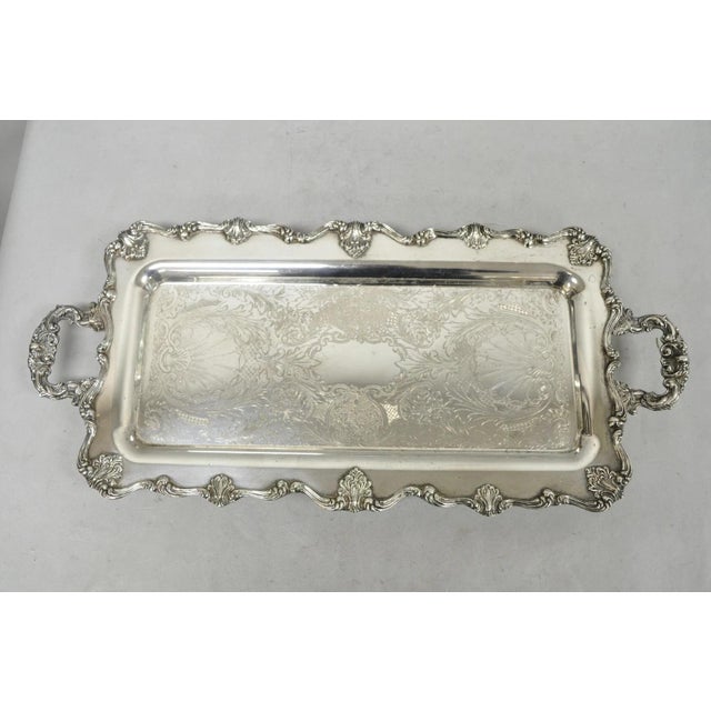Vintage Victorian Silver Plated Narrow Twin Handle Bar Serving Platter Tray For Sale - Image 11 of 11