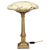 Vintage Brass Table Lamp with Wooden Base and Glass Shade, 1940s For Sale - Image 9 of 9