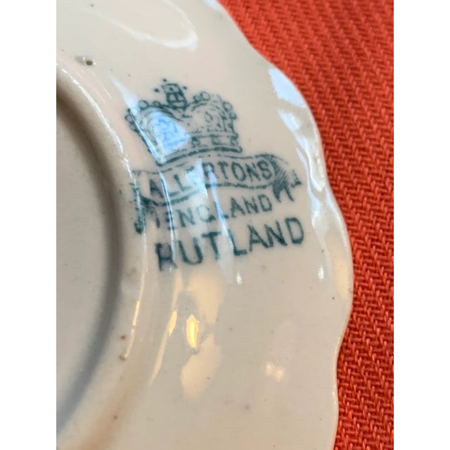 Antique Allertons English Teal Transferware Scalloped Butter Pats Set of 8 For Sale - Image 10 of 12