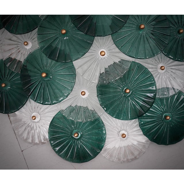 Green Art Deco Murano Glass Transparent and Green Chandelier, 2000 For Sale - Image 8 of 10