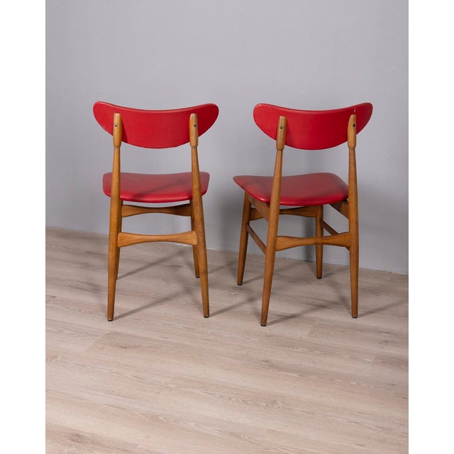 Vintage Italian Chairs in Wood and Leather, 1960s, Set of 2 For Sale - Image 4 of 14