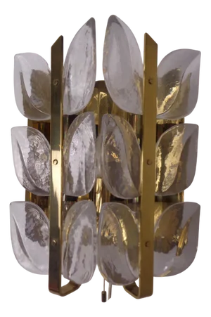 Austrian Florida Glass and Brass Sconce by J.T. Kalmar for Kalmar Franken Kg, 1960s