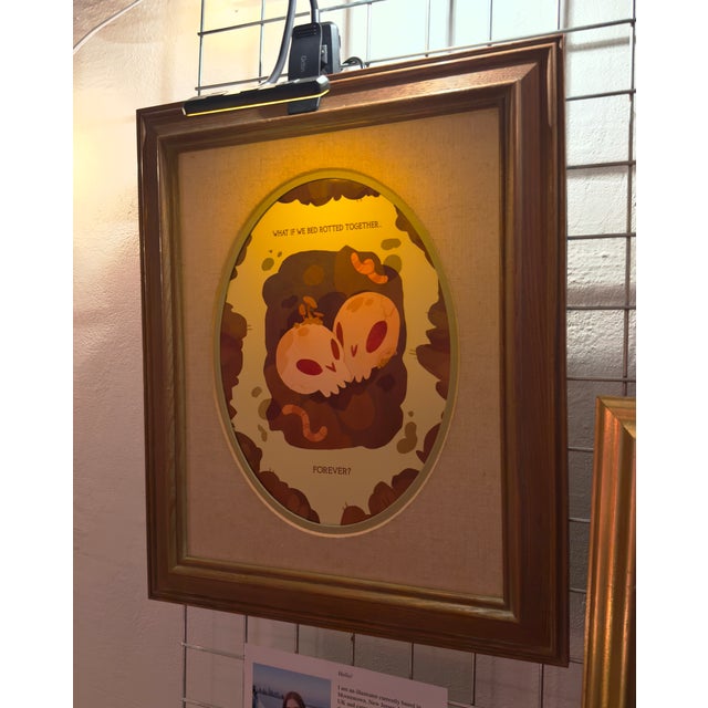 Limited Edition Giclee Print "Bed Rot" by Erin Rose Illustration With Antique Frame and Canvas Oval Mat For Sale In Philadelphia - Image 6 of 6