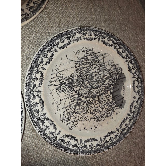 French Sarreguemines French Faience Map Plates For Sale - Image 3 of 13