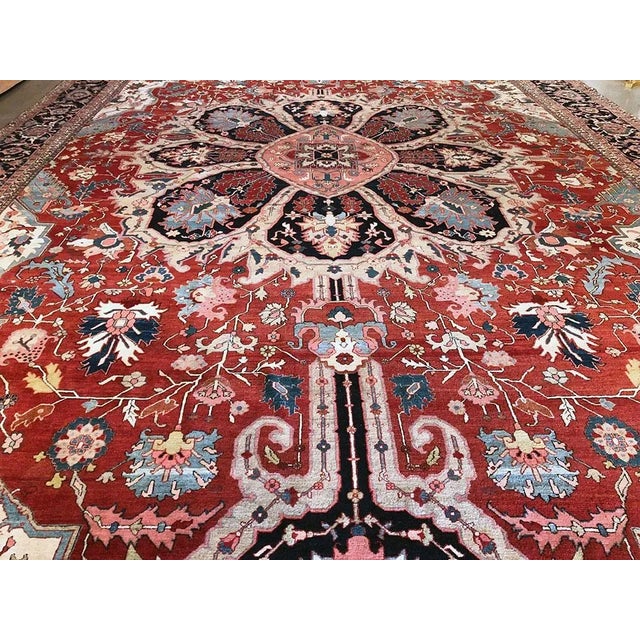 Antique Mansion Size Persian Serapi Rug For Sale - Image 10 of 12