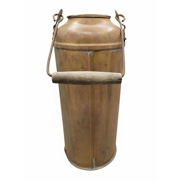 Antique English Copper Milk Canister W/ Lid & Wood Handle — Edwardian Era For Sale - Image 4 of 11