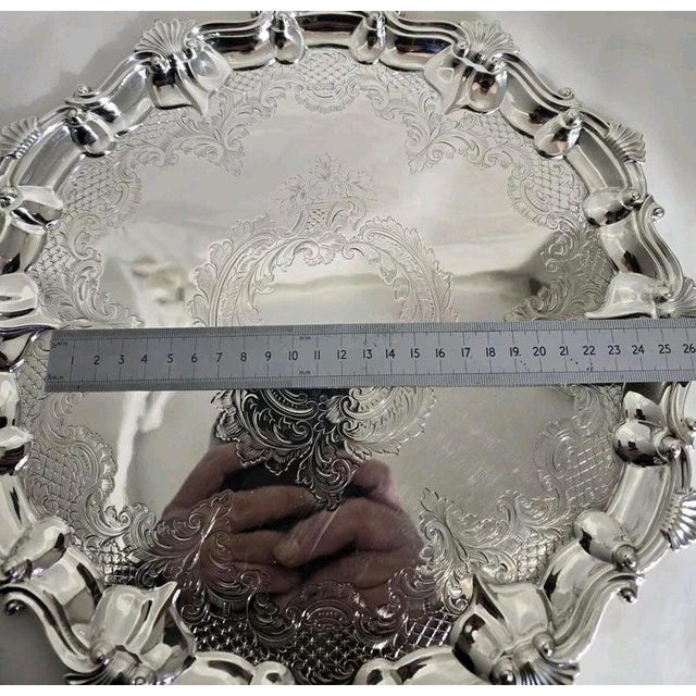 Antique Edwardian Sheffield Sterling Silver Salver, 1904 For Sale - Image 17 of 18
