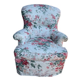 1980's Chintz Custom Fabric Arm Chair For Sale