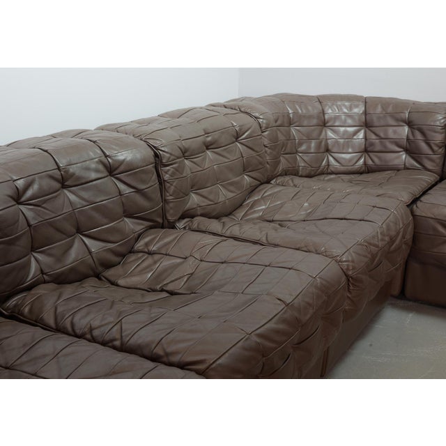 Brown Vintage DS11 Patched Seal Brown Leather Modular Sofa from De Sede, 1970s, Set of 6 For Sale - Image 8 of 13