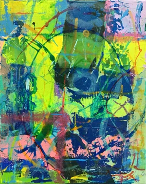“Eye” Little Mixed Media Abstract Painting on Stretched Canvas