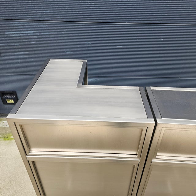 Metal Metalic Modular Bar with Stools, Belgium, 1985, Set of 6 For Sale - Image 7 of 17