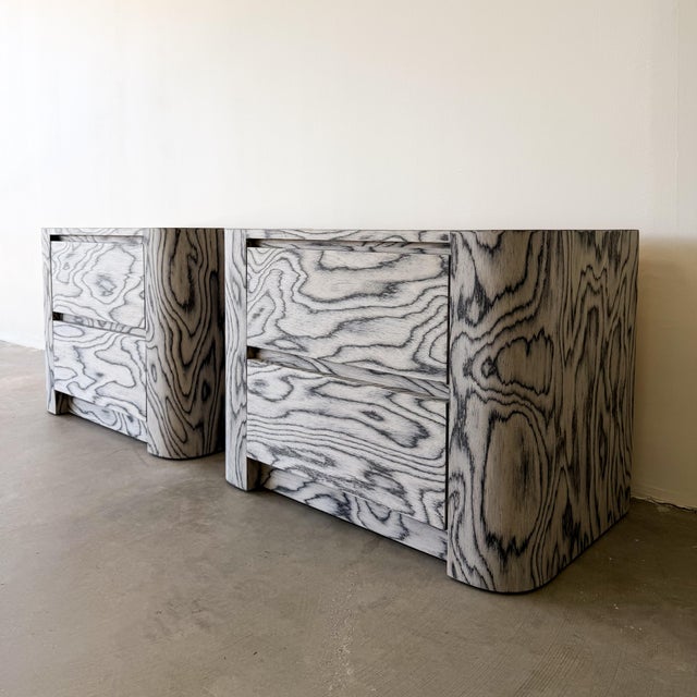 Wood Pair of Postmodern 1980s Grey Nightstands For Sale - Image 7 of 13