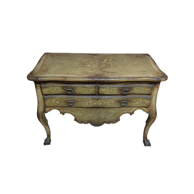 Venetian-Style "Barocchetto" Dresser – Lacquered and Hand-Decorated This refined two-drawer dresser pays homage to the...