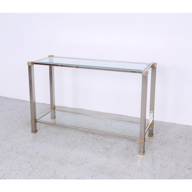 Metal Vintage Glass and Metal Console Table by Pierre Vandel, 1970s For Sale - Image 7 of 12