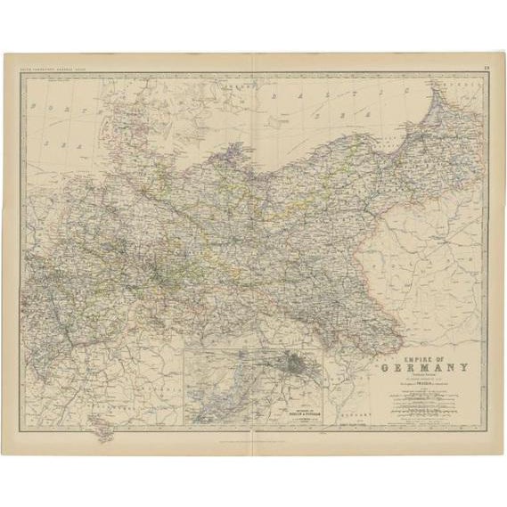 Antique Map of the German Empire attributed to Johnston, 1882 For Sale