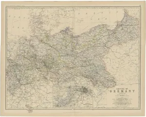 Antique Map of the German Empire attributed to Johnston, 1882