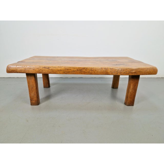 Mid-Century Brutalist Coffee Table in Oak, Spain, 1960s For Sale - Image 4 of 12