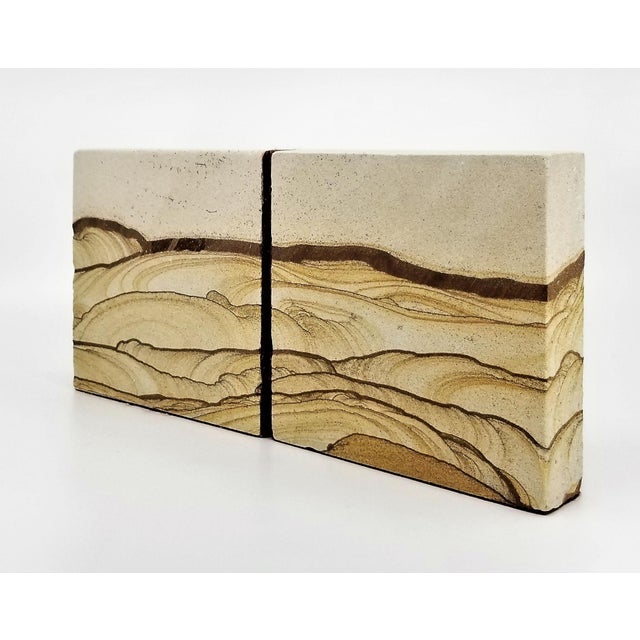 Sandstone Bookends Vintage a Pair Organic Modern Decor Rock Specimen
