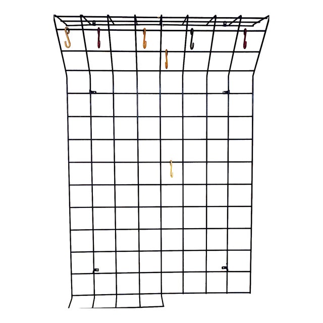 String Metal Wall Mount Coat, Hat and Umbrella Rack, 1960s For Sale