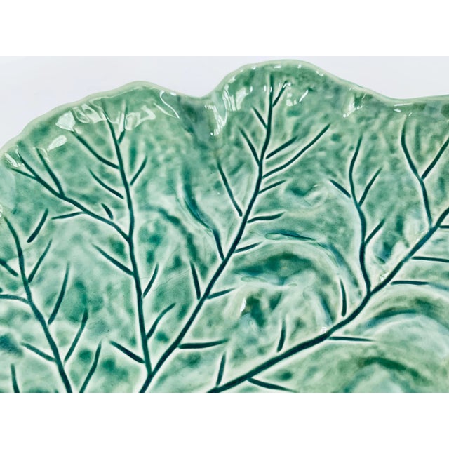 Bordallo Pinheiro Vintage Portuguese 'Bordallo Pinheiro' Majolica Glazed Ceramic Geranium Leaf Platter For Sale - Image 4 of 13