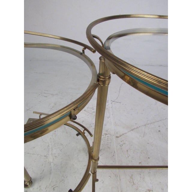 Transparent 1960s Vintage Three-Tier Brass Service/Bar Cart For Sale - Image 8 of 8