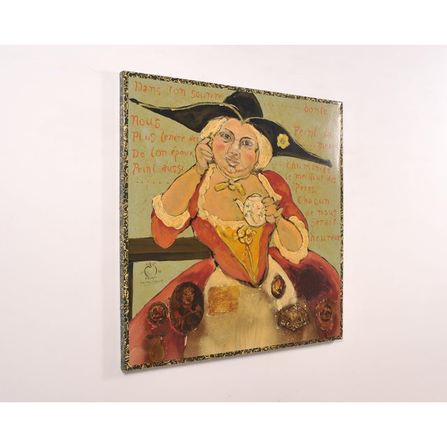 French Provincial Ira Yeager 20th Century Painting of French Anthropomorphic Woman For Sale - Image 3 of 18