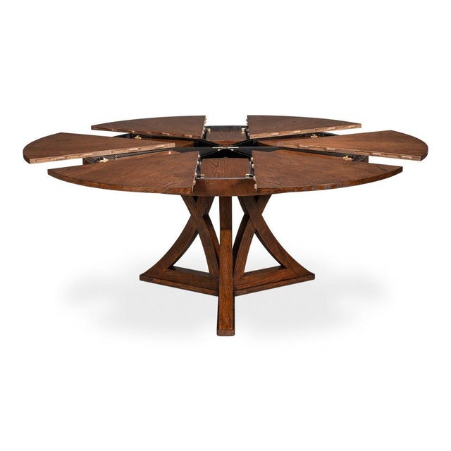 Not Yet Made - Made To Order Transitional Round Dining Table, Large - Warm Brown Oak For Sale - Image 5 of 11