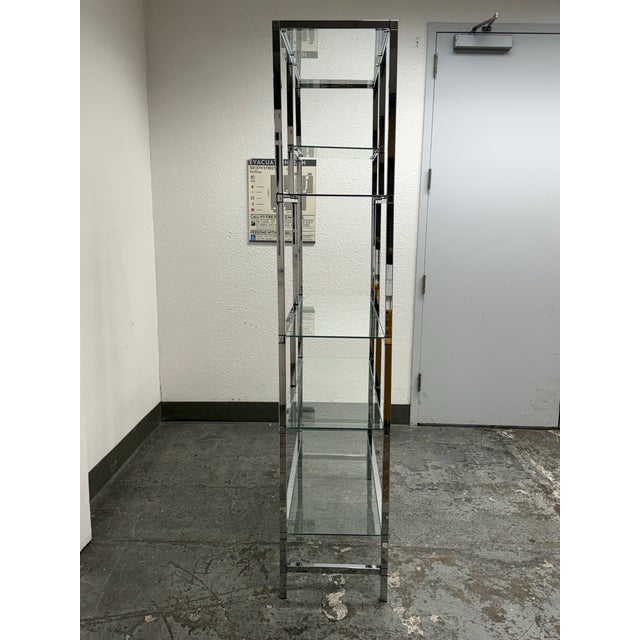 Milo Baughman Style Chrome and Glass Étagère, 1970's For Sale - Image 4 of 12