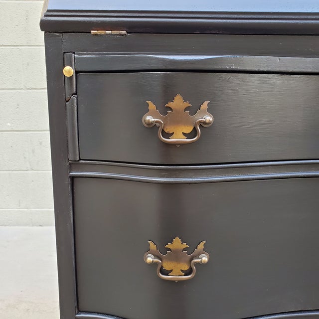 1940s Vintage Secretary Desk Painted Black & Plum For Sale In Los Angeles - Image 6 of 12
