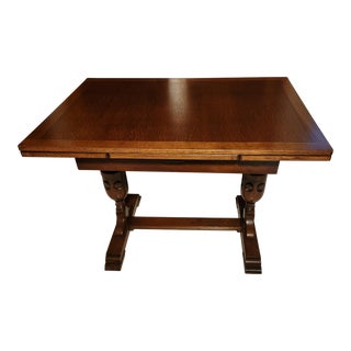 Early 20th Century Antique Oak Draw Leaf Pub Table For Sale