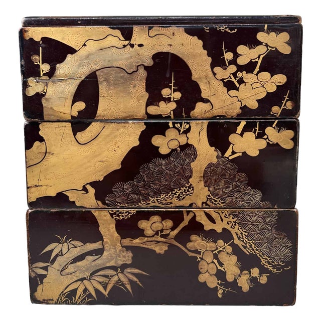 Japanese Wooden Lacquered Stacking Box, 1890s For Sale