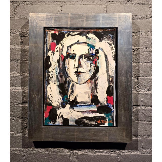 Abstract Harold Frank (1921–1995) – Abstract Portrait – Oil Painting For Sale - Image 3 of 10