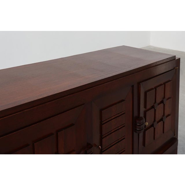 Art Deco Carved Geometric Sideboard in Oak by Charles Dudouyt, 1940 For Sale - Image 16 of 18