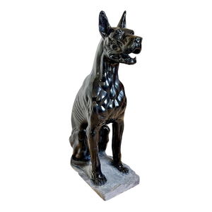 Mid-Century Life Size Black Chalkware Great Dane Dog Statue