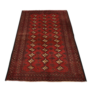 Turkmen Rug 4’3” X 6’1” Red Wool Vintage Tribal Hand-Knotted Carpet