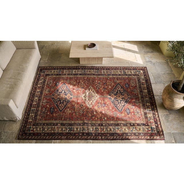 1890s Red Medallion Antique Persian Ghashghaie Carpet 5'6" X 11' Knotted Wool Rug Runner For Sale - Image 13 of 14