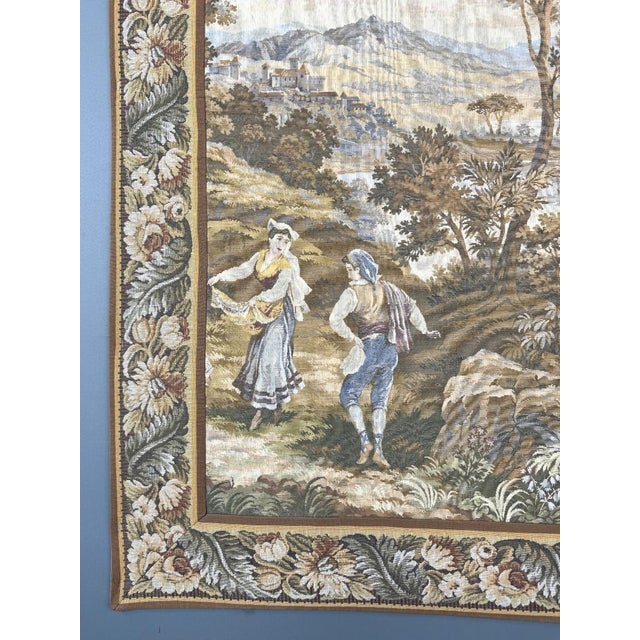 Beige Large 20th Century Wall Tapestry in the style of Gobelins For Sale - Image 8 of 13